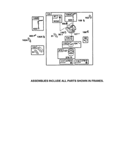 Carburetor Diagram and Parts List for 110400-110499 0200-0201-0203 Briggs and Stratton Engine